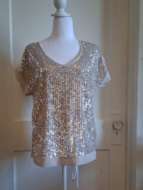 Sequin Short Sleeve Top